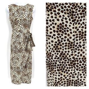 Vintage Sag Harbor Women's Leopard Print Faux Wrap Midi Dress Multicolor Size 8